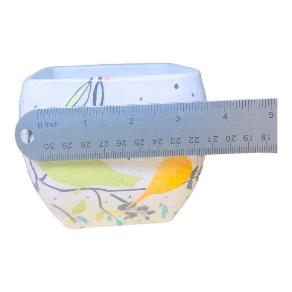 Libbey Glass Handmade Flower Votive Bowl Decoupaged Heavy Glass Curved Square - Picture 9 of 16